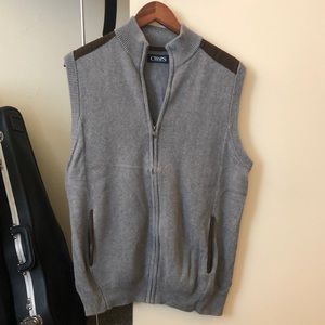 Gray chaps vest with velvet detailing